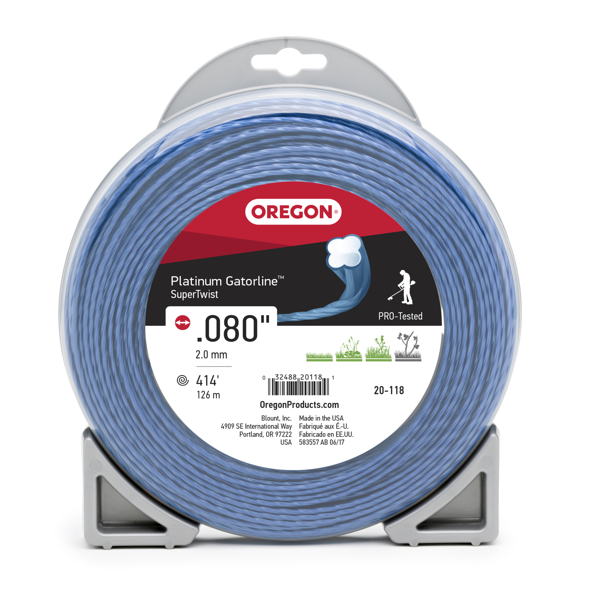 Oregon, Platinum Magnum Gatorline Trimmer Line, Line Diameter 0.08 in, Line Length 414 ft, Model# 20-118
